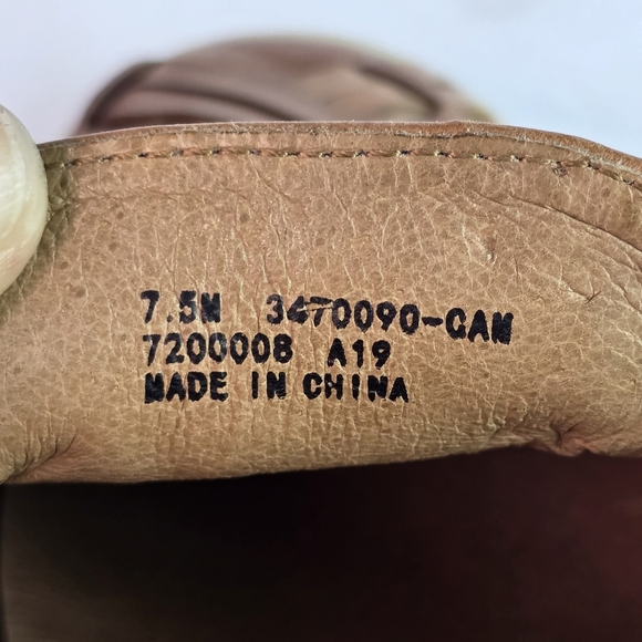 Frye lvy Camel Leather Huarache Woven Slip On Shoes White Soles Size 7.5 - Picture 7 of 11